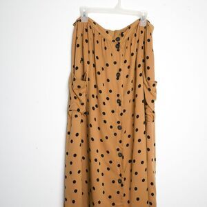 ASOS DESIGN Womens Midi Skirt Size 14 Brown Black Polka Dot Prairie Peasantcore